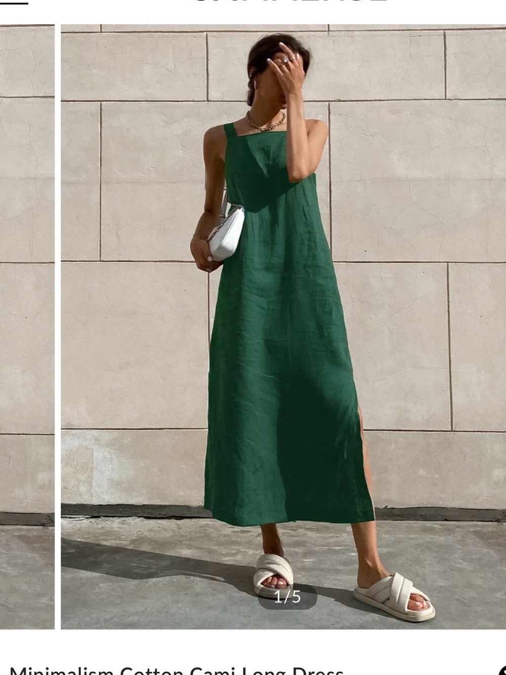 Commense Emerald Green Linen Slip Maxi Dress - Picture 4 of 10
